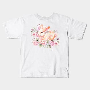 Cute  Baby Girl spring floral Bunny . Kids T-Shirt